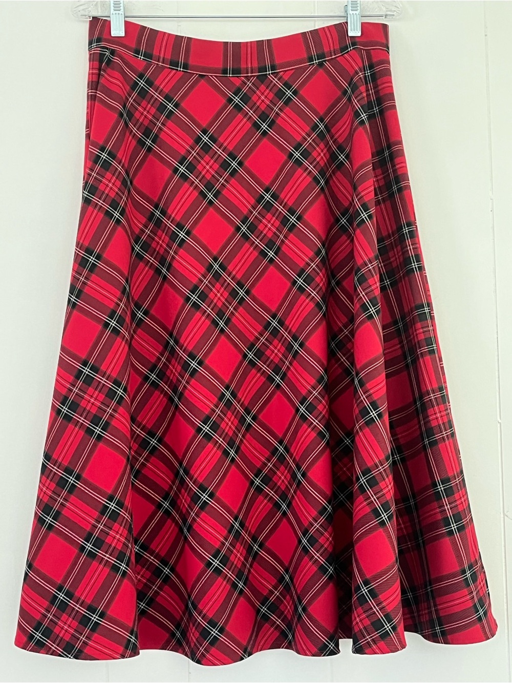 Alex Marie Tartan Plaid A-Line Flare Midi Skirt Size 10